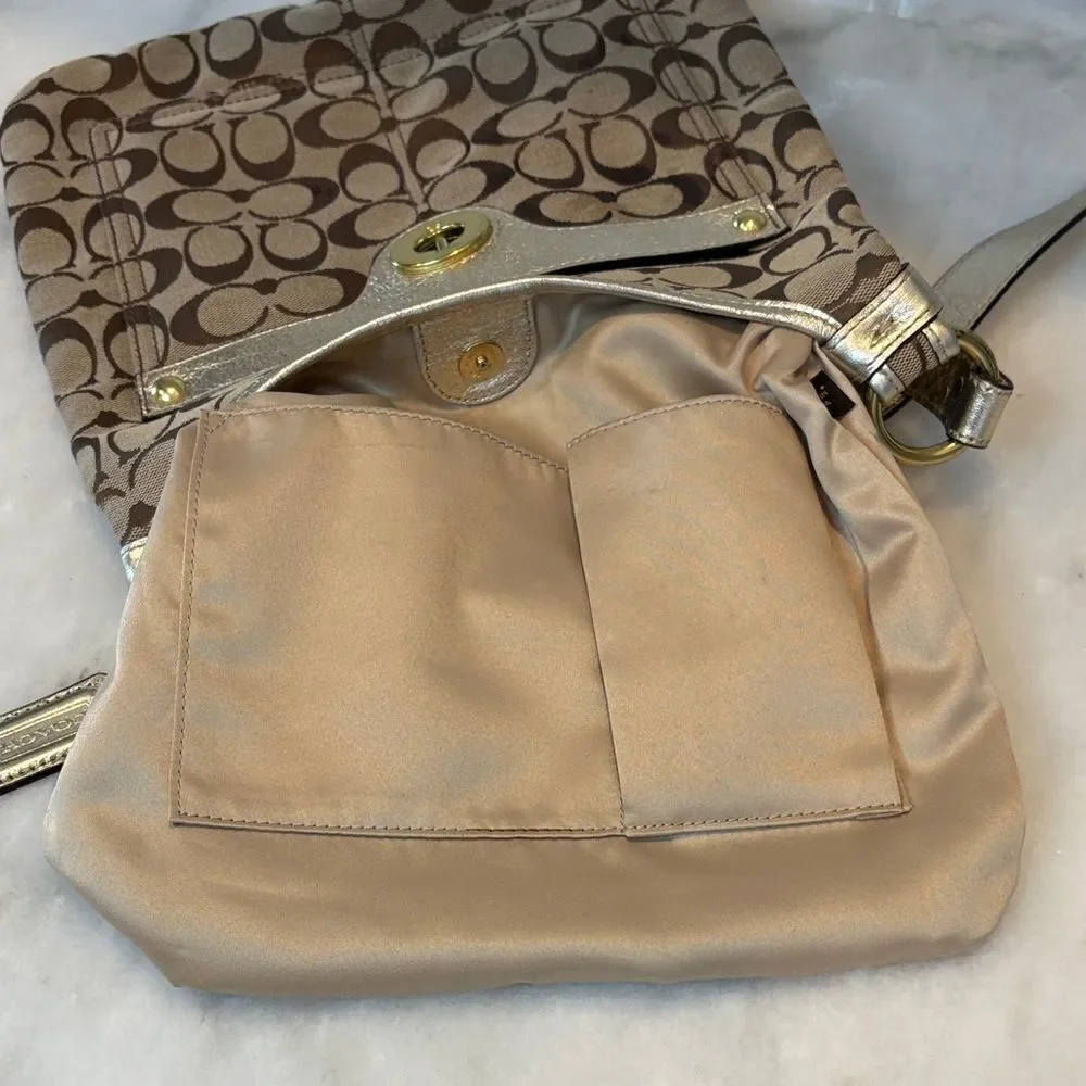 Coach Crossbody Purse Handbag Penelope Jacquard Signature Logo Hippie Bag